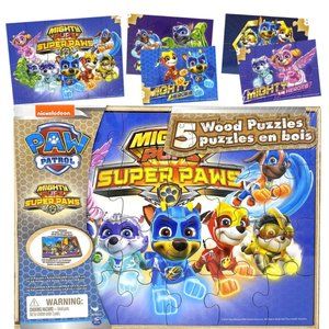 4 / $35 Paw Patrol Set of 5 Wooden Puzzles w/ built in storage box NWT TYN32